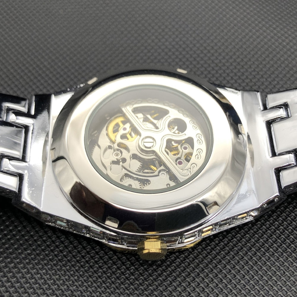Luxury Automatic Watch For Men Hip Hop Diamond Skeleton Mechanical relogio masculino Ice Out waterproof Man Watches Dropshipping