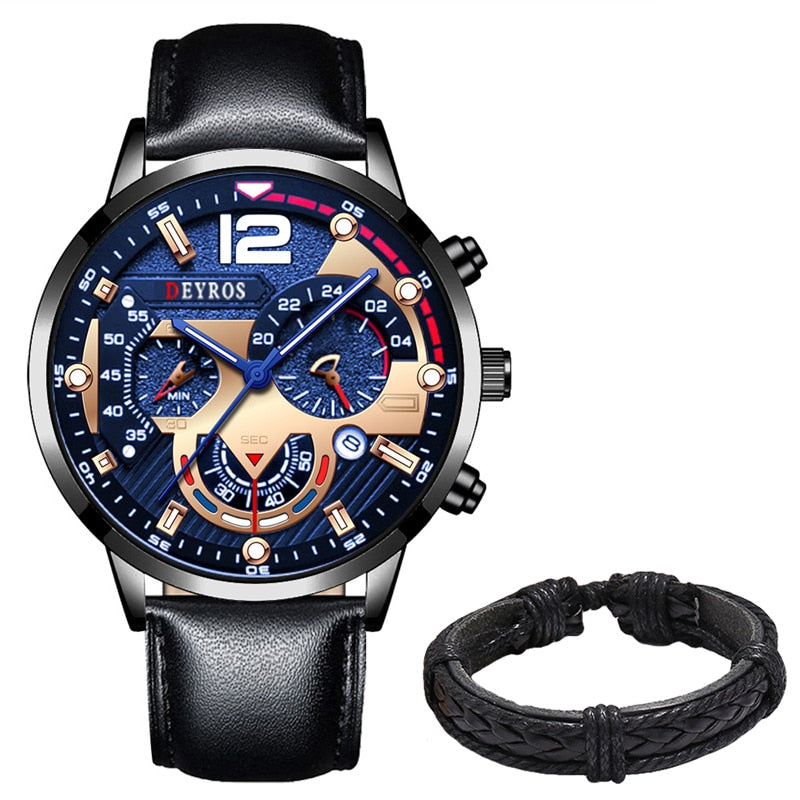 Fashion Mens Sports Watches Luxury Leather Bracelet Quartz Calendar Watch For Men Business Casual Luminous Clock reloj hombre