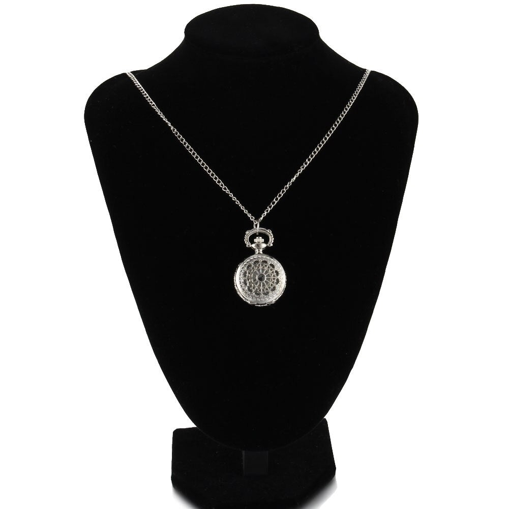 Newly Men Pocket Watch Retro Bronze Tone Round Shape Spider Web Pattern Watches With Chain Necklace