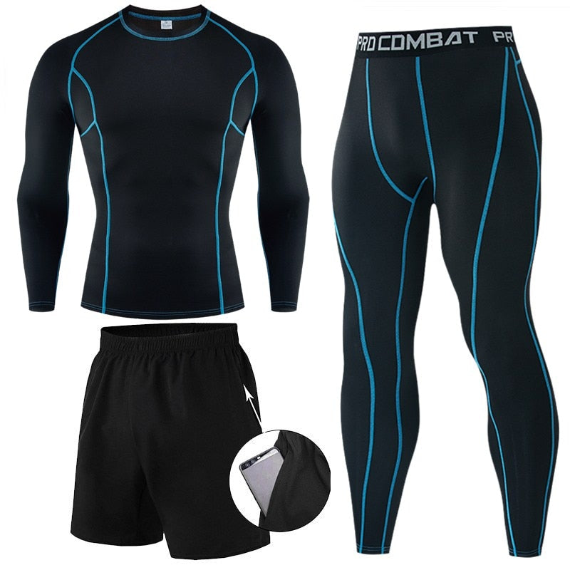 Winter Thermal Underwear Men Boxing Shirts Set Compression Tracksuit Men Quick Dry Rashgarda For Sportswear Clothing Long Johns