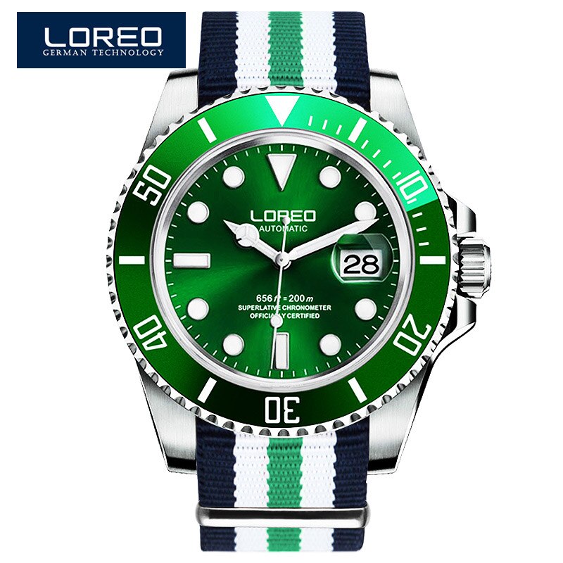 LOREO Waterproof 200m Sports Watch Men Famous Mechanical Watches Male Clock Relojes Deportivos Herren Uhren Reloj Hombre Montre
