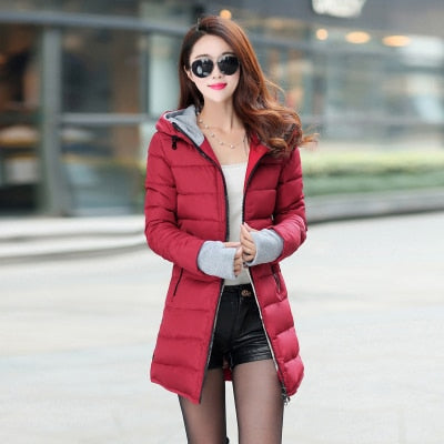 Waterproof Winter fashion women overcoat warm jacket thick long coat