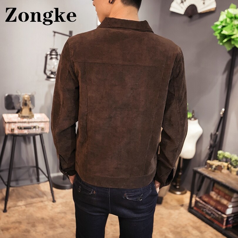 Zongke Casual Streetwear Mens Corduroy Jacket Clothing Japanese Bombers Harajuku Coat Size M-5XL 2022 Spring New Arrivals
