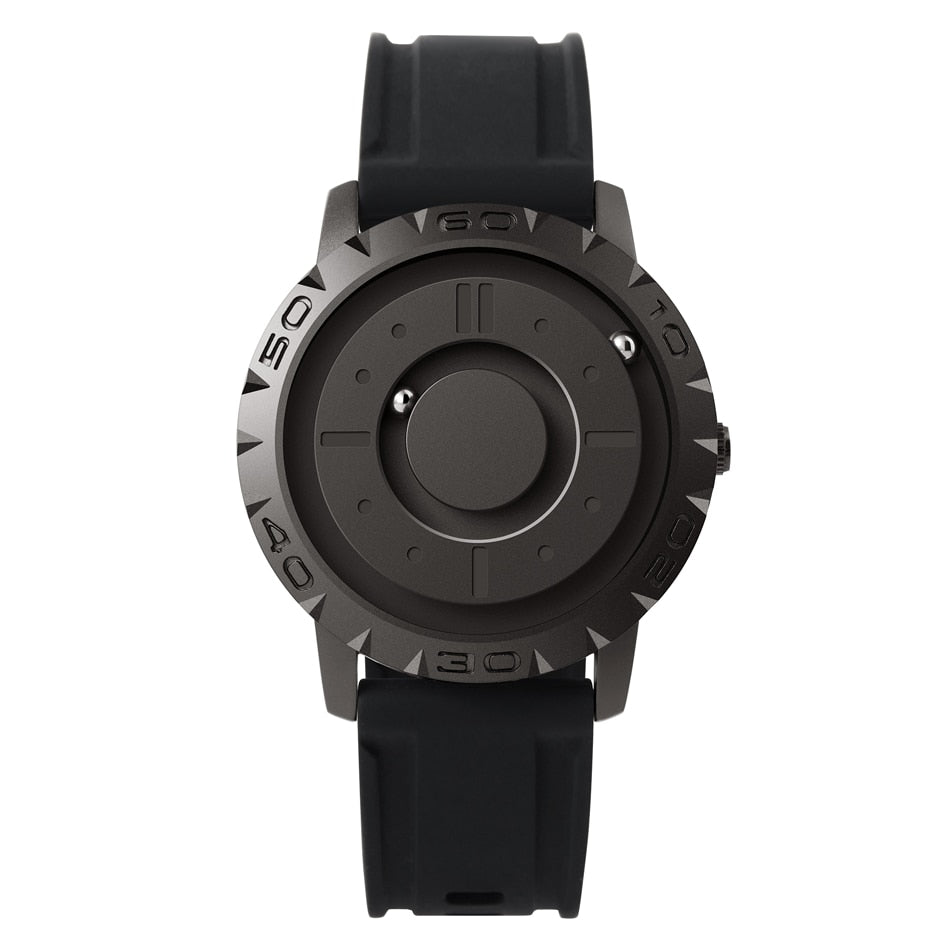 EUTOUR Creative Watch Rose Gold Black Sliver Magnetic Ball Metal Multinational Watch Men's Fashion Rubber Sports Male Watch