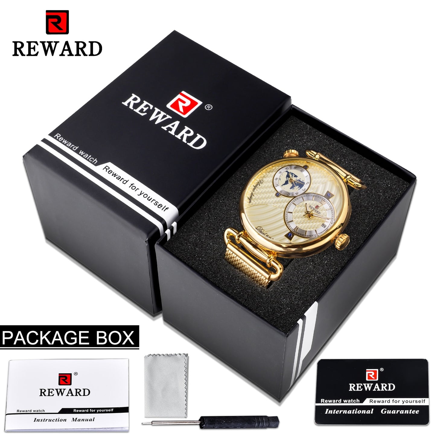 Men Watches New Luxury Top Brand REWARD Gold Watch for Business Quartz Waterproof Wristwatch with Gift Box Montre Homme