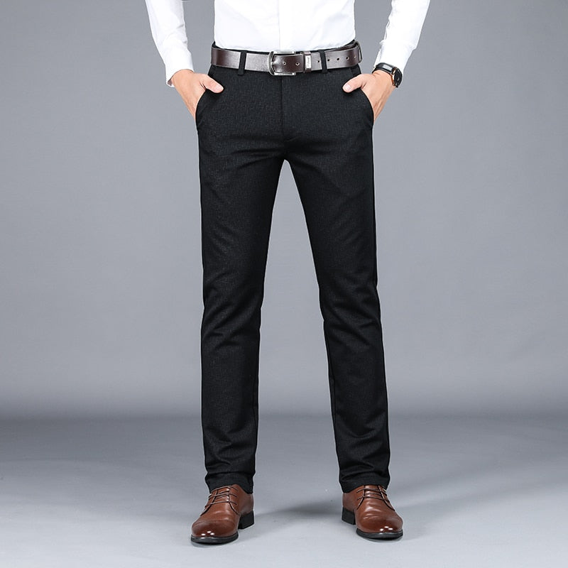 Winter New Men's Warm Casual Pants Business Fashion Fleece Thick Plaid Trousers Office Stretch Pants Male Brand Clothing