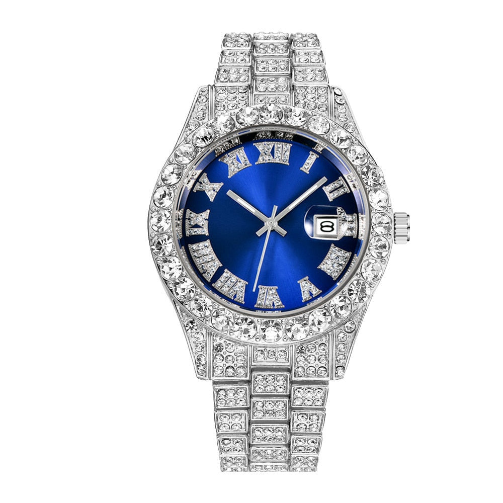 Hip Hop Iced Out Watch for Men Full Aaa Diamond Around Luxury Quartz Mens Watches Silver Gold Relogio Masculino Dropshipping New