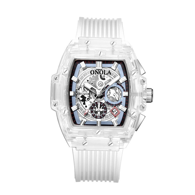 Luxury Brand Transparent Plastic Watch Men Women Clock 2022 Fashion Sports Casual Unique Quartz Tonneau Mens Wristwatches