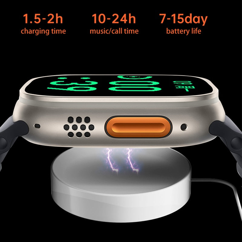 W&O Smart Watch X8+ Ultra 49MM Wireless Charging NFC 2.08 Inch Waterproof Sport Watches Bluetooth Calls Smartwatch Men Women