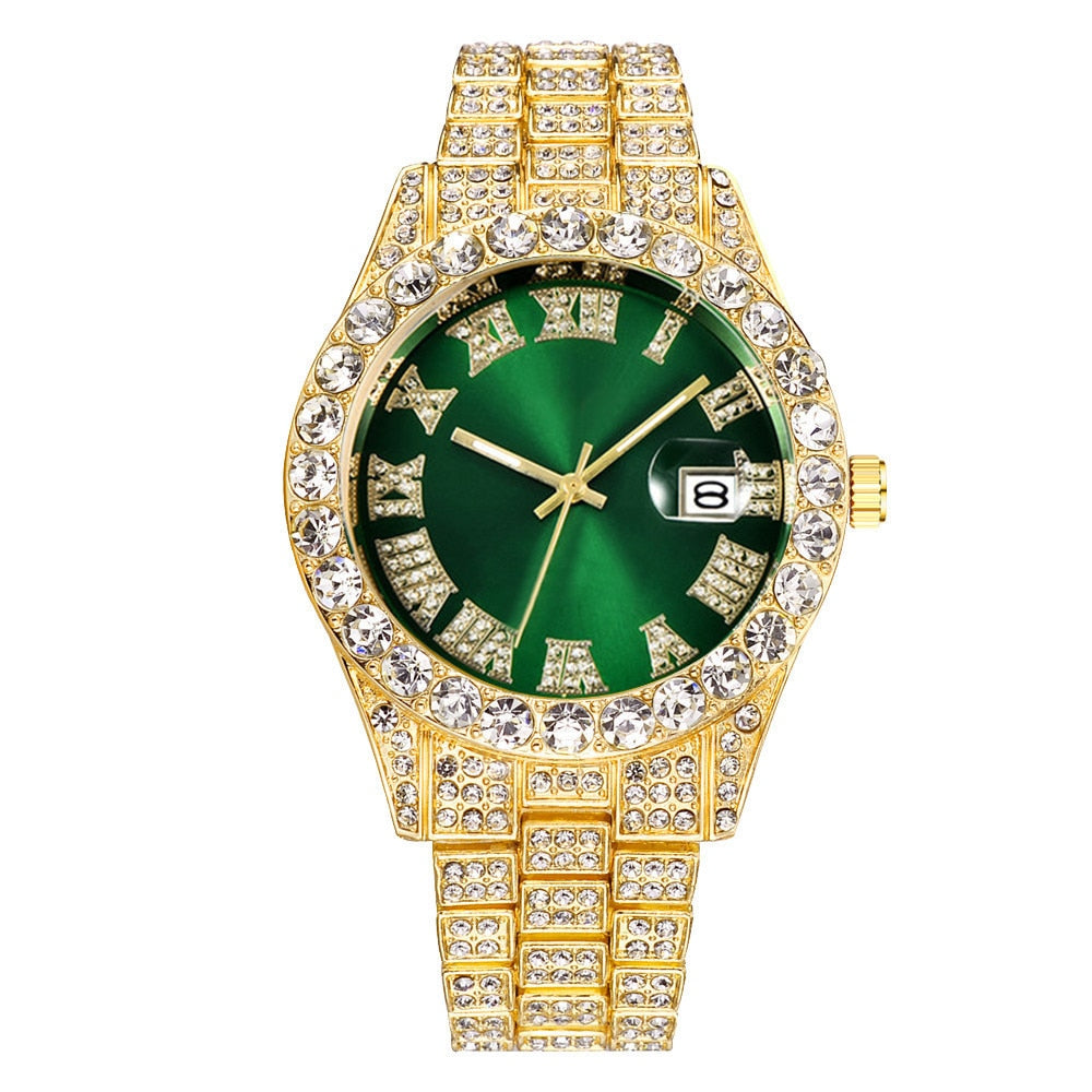 Hip Hop Iced Out Watch for Men Full Aaa Diamond Around Luxury Quartz Mens Watches Silver Gold Relogio Masculino Dropshipping New
