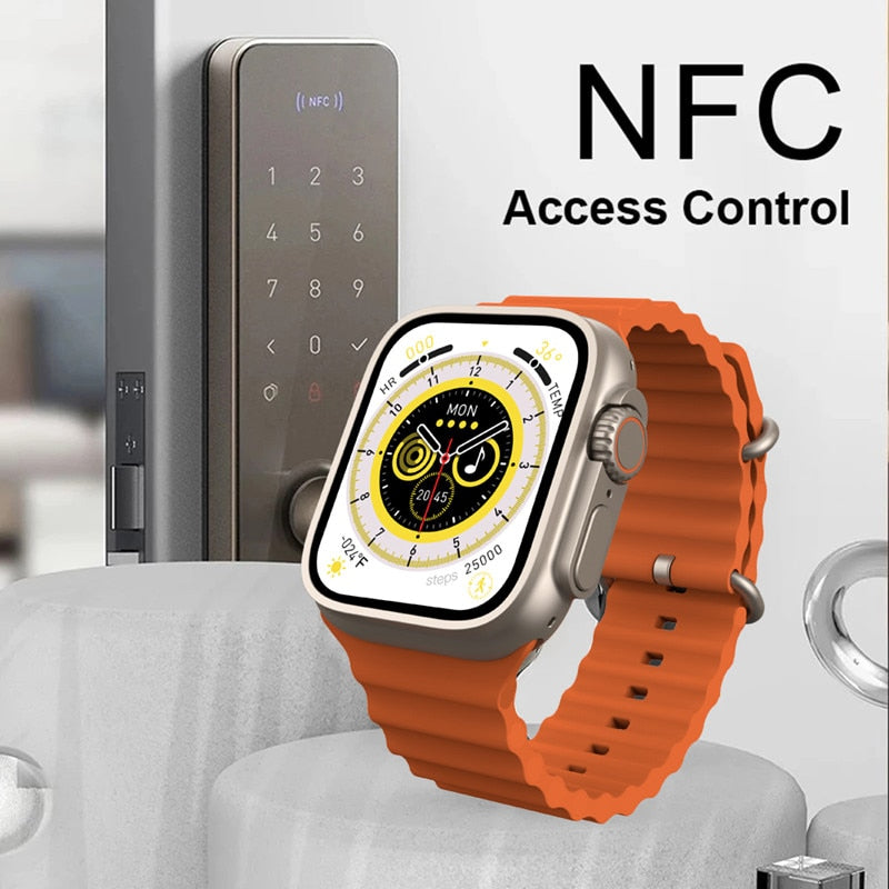W&O Smart Watch X8+ Ultra 49MM Wireless Charging NFC 2.08 Inch Waterproof Sport Watches Bluetooth Calls Smartwatch Men Women