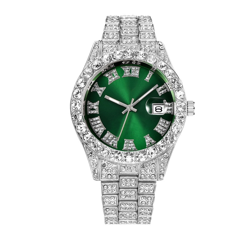 Hip Hop Iced Out Watch for Men Full Aaa Diamond Around Luxury Quartz Mens Watches Silver Gold Relogio Masculino Dropshipping New