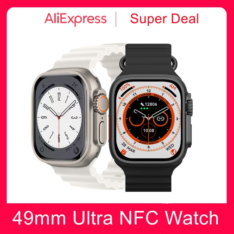 W&O Smart Watch X8+ Ultra 49MM Wireless Charging NFC 2.08 Inch Waterproof Sport Watches Bluetooth Calls Smartwatch Men Women