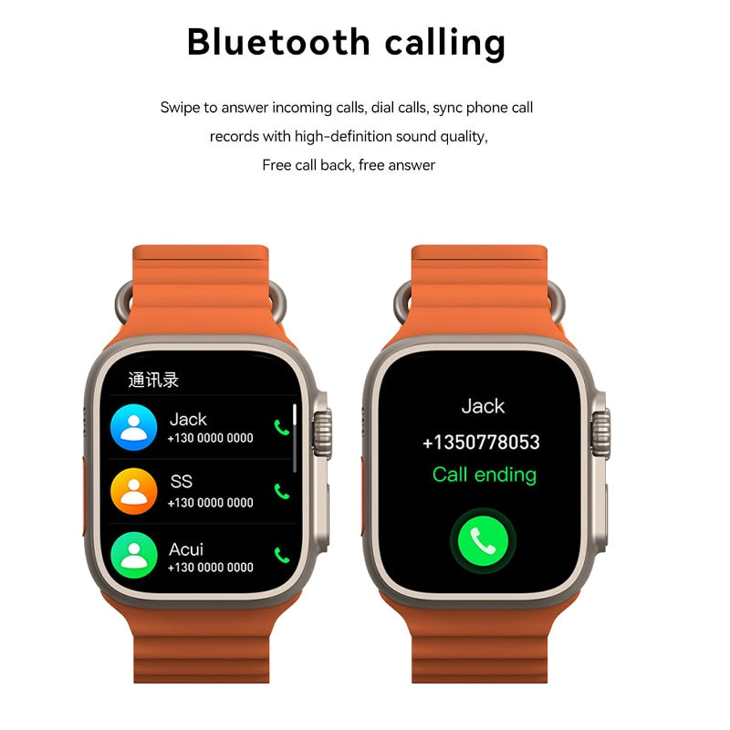 W&O New Smart Watch Men Ultra Series 8 Bluetooth Call NFC 2.08 Inch Smartwatch For Women 49mm Health Monitoring Fitness Bracelet