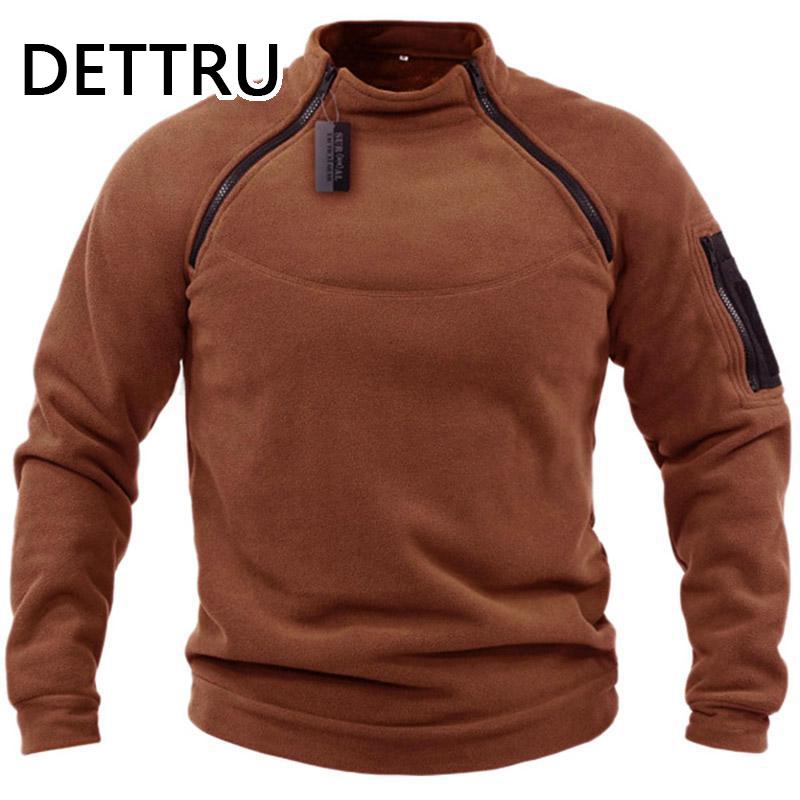 Winter Mens Military Sweatshirt Fleece Zipper Pullover Fashion Men's Solid Color Loose Lamb Thick Jacket Men Clothing Streetwear