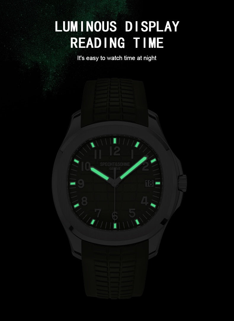 New PP Mens Automatic Mechanical Watches 316 Steel 100M Waterproof Sport Luminous Wristwatch Top Quality Luxury Brand Male Clock
