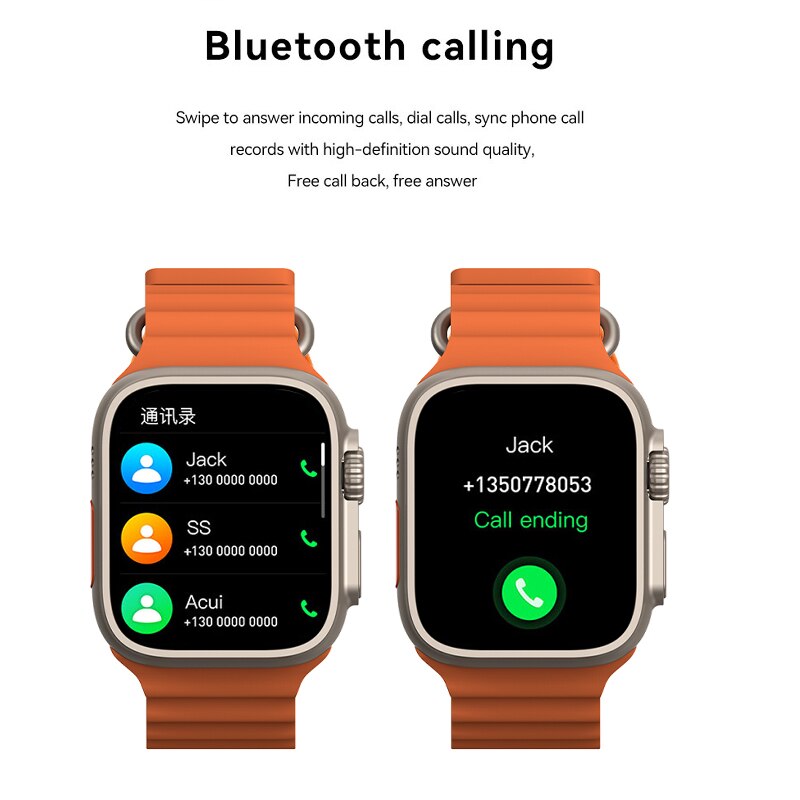 W&O Smart Watch X8+ Ultra 49MM Wireless Charging NFC 2.08 Inch Waterproof Sport Watches Bluetooth Calls Smartwatch Men Women