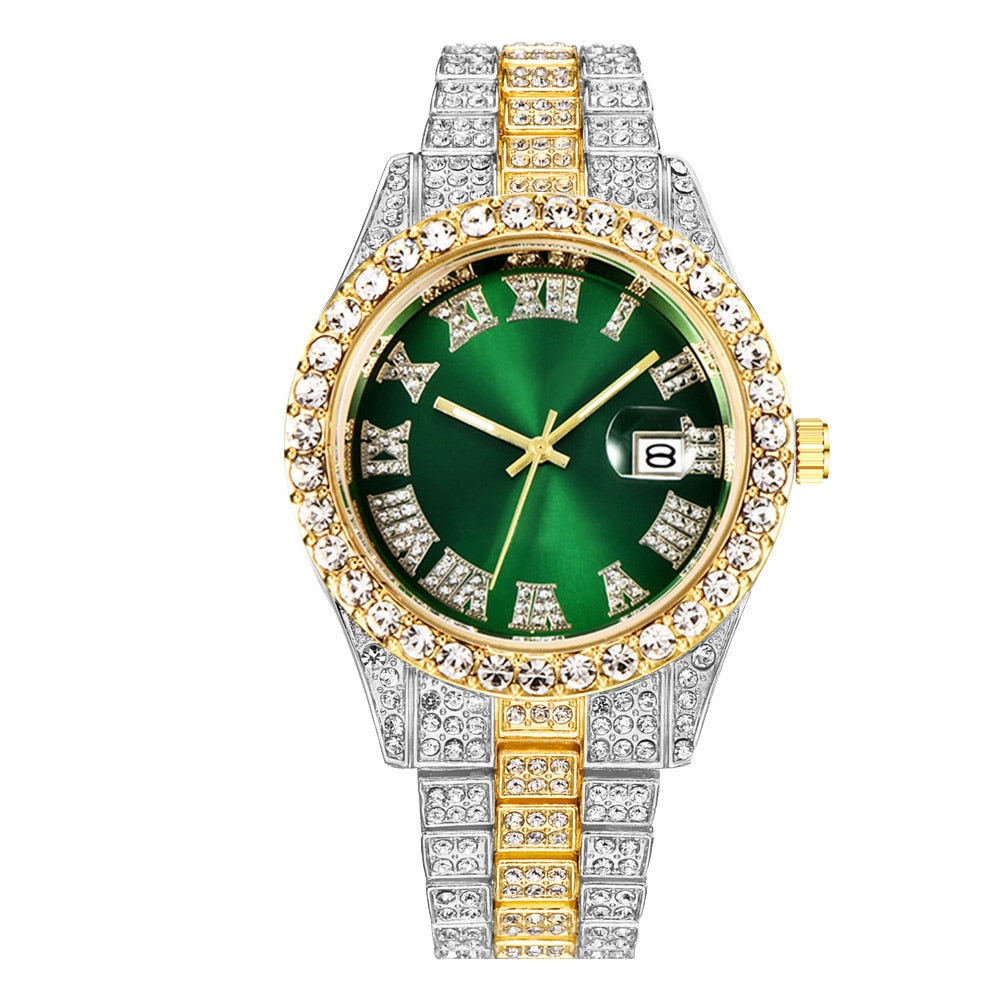 Hip Hop Iced Out Watch for Men Full Aaa Diamond Around Luxury Quartz Mens Watches Silver Gold Relogio Masculino Dropshipping New