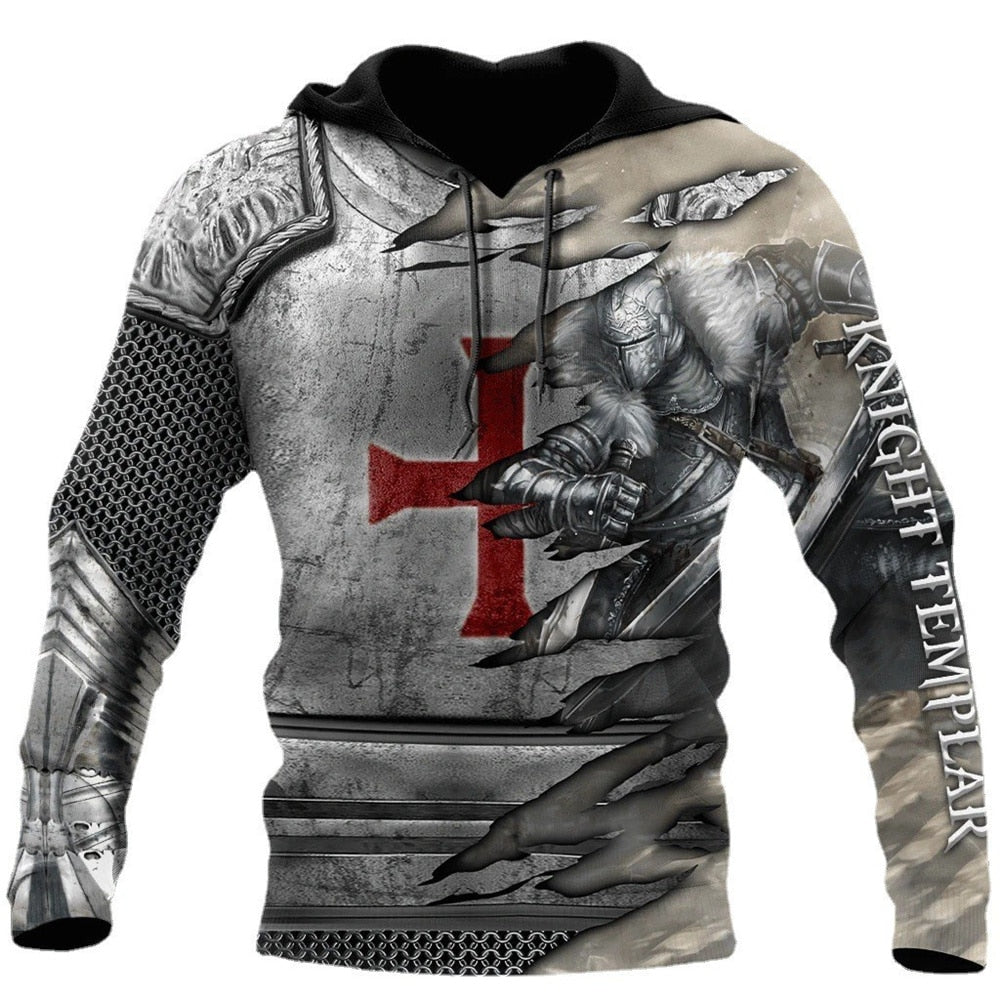 Men Hoodies Classic 3D Printed Medieval Clothes Knights Templar Harajuku Trend Fleece Sweatshirts Casual Hooded Jacket Clothing 1