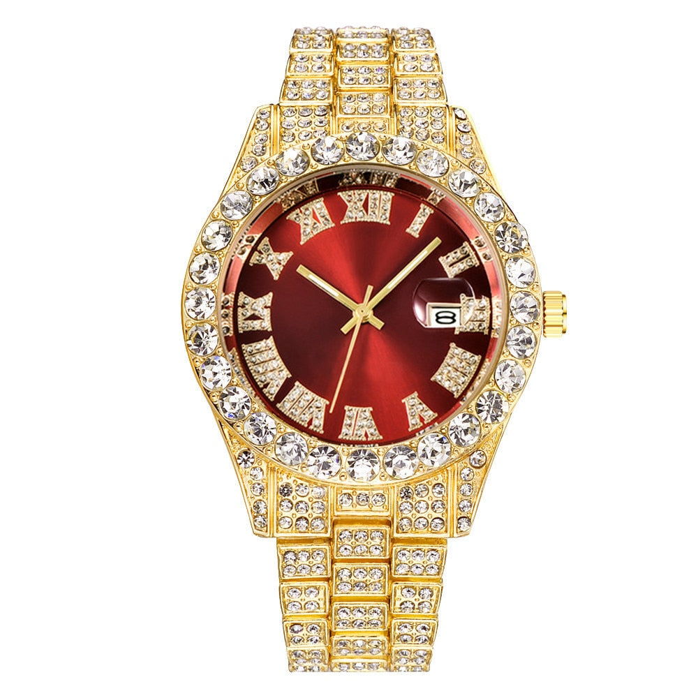 Hip Hop Iced Out Watch for Men Full Aaa Diamond Around Luxury Quartz Mens Watches Silver Gold Relogio Masculino Dropshipping New