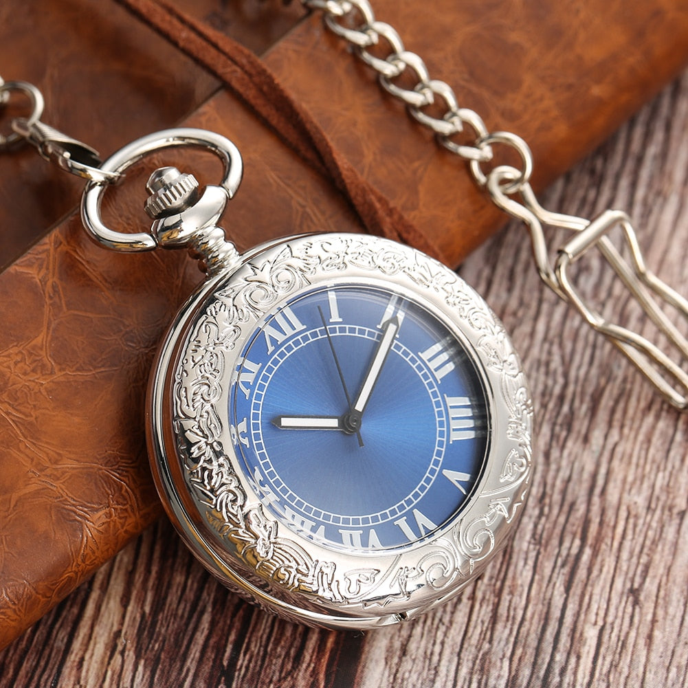 Xmas Gift Luxury Watch Men Relogio Digital Steampunk Pocket Watch Clock Vintage Self Wind Stylish Blue Dial Automatic Mechanical