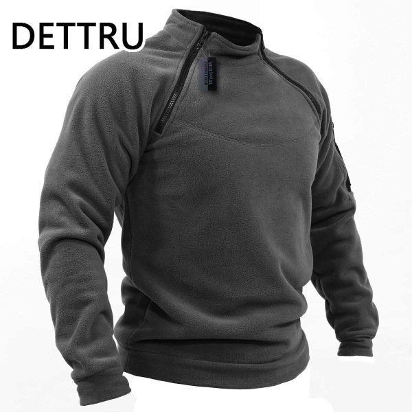 Winter Mens Military Sweatshirt Fleece Zipper Pullover Fashion Men's Solid Color Loose Lamb Thick Jacket Men Clothing Streetwear