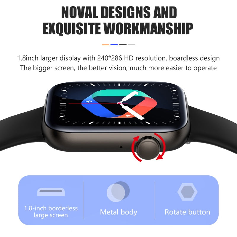 For Xiaomi Huawei Samsung 1.81 inch Bluetooth Call Smartwatch Men Support 120 Sport 2022 New Women Rotary keys Smart Watch +Box