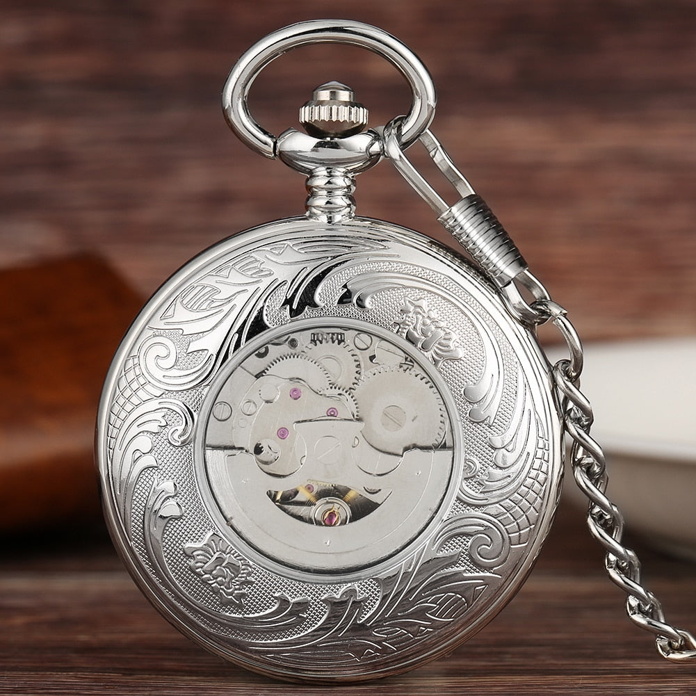 Xmas Gift Luxury Watch Men Relogio Digital Steampunk Pocket Watch Clock Vintage Self Wind Stylish Blue Dial Automatic Mechanical