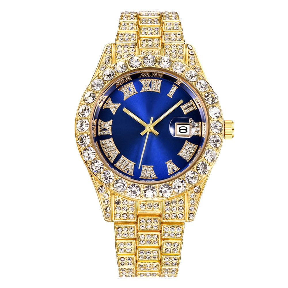Hip Hop Iced Out Watch for Men Full Aaa Diamond Around Luxury Quartz Mens Watches Silver Gold Relogio Masculino Dropshipping New