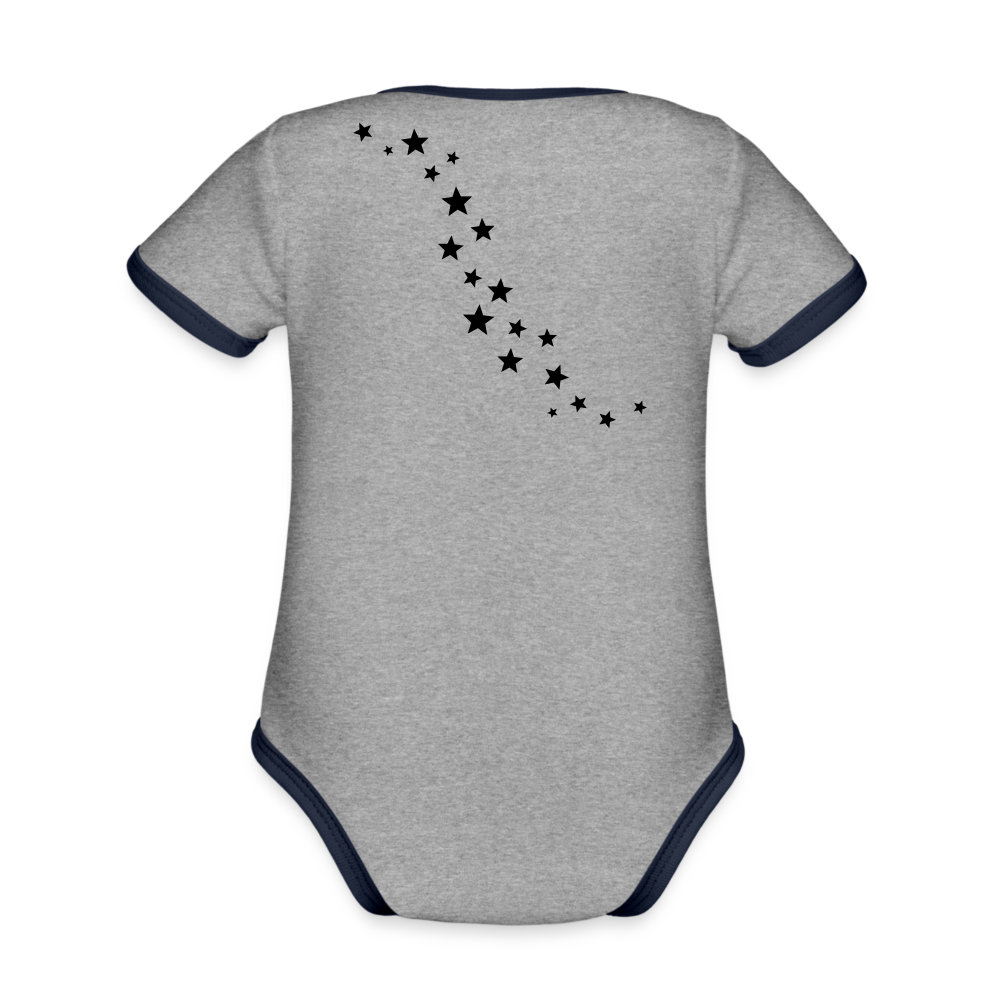 Organic Contrast Short Sleeve Baby Bodysuit - heather gray/navy