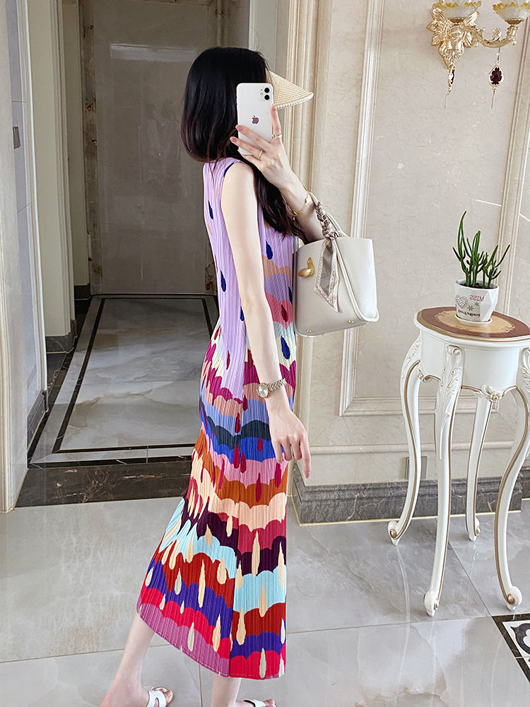 Pleated Special-interest Design High-grade Color Dress Sweet