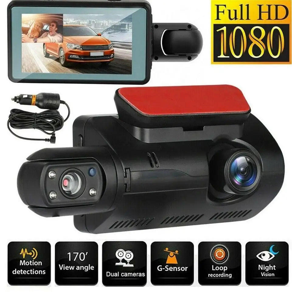 Dash Cam 2 Lens Car Video Recorder HD 1080P/ Recorder Night Vision
