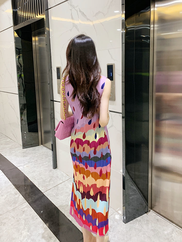 Pleated Special-interest Design High-grade Color Dress Sweet