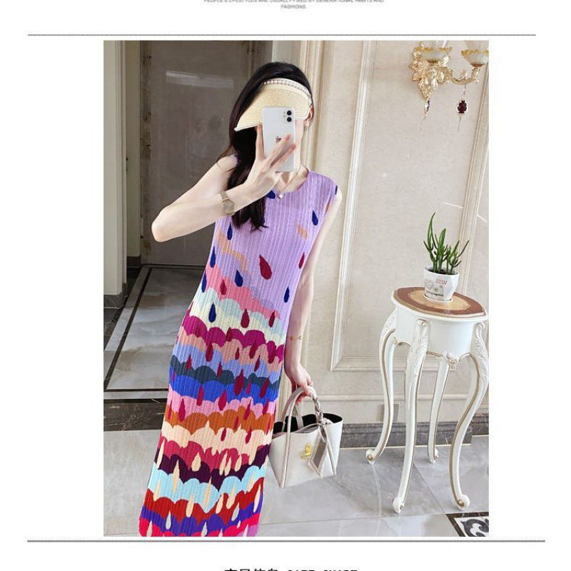 Pleated Special-interest Design High-grade Color Dress Sweet