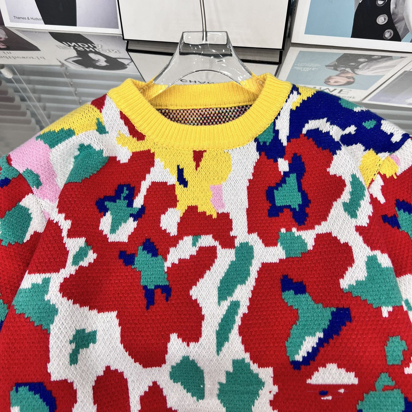 Autumn Floral Printed Knitted Pullover Women's Sweater Top