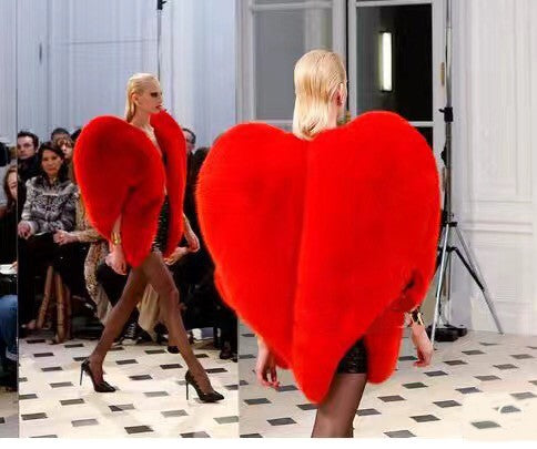 European And American Sweet Peach Heart Environmental Fur Cloak Coat