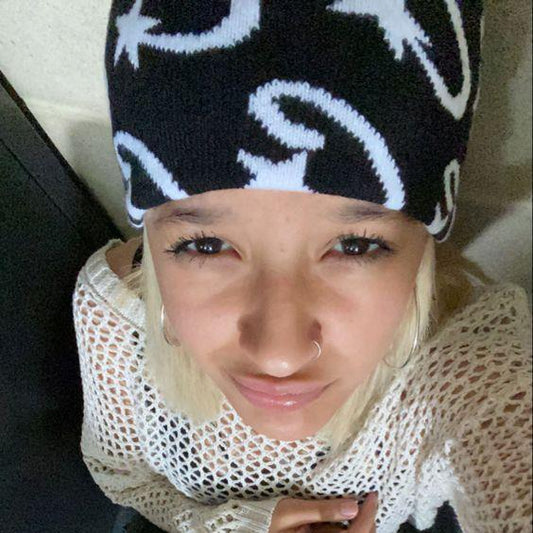 Warm Knitted Hat Wool Hip Hop Trend Fashion Beanie Hot Girl Street Letters Jacquard