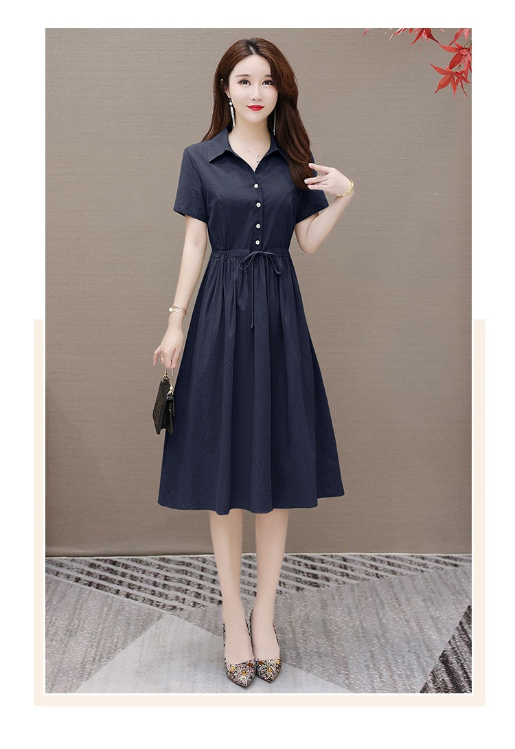 Solid Color Short Sleeve Dress