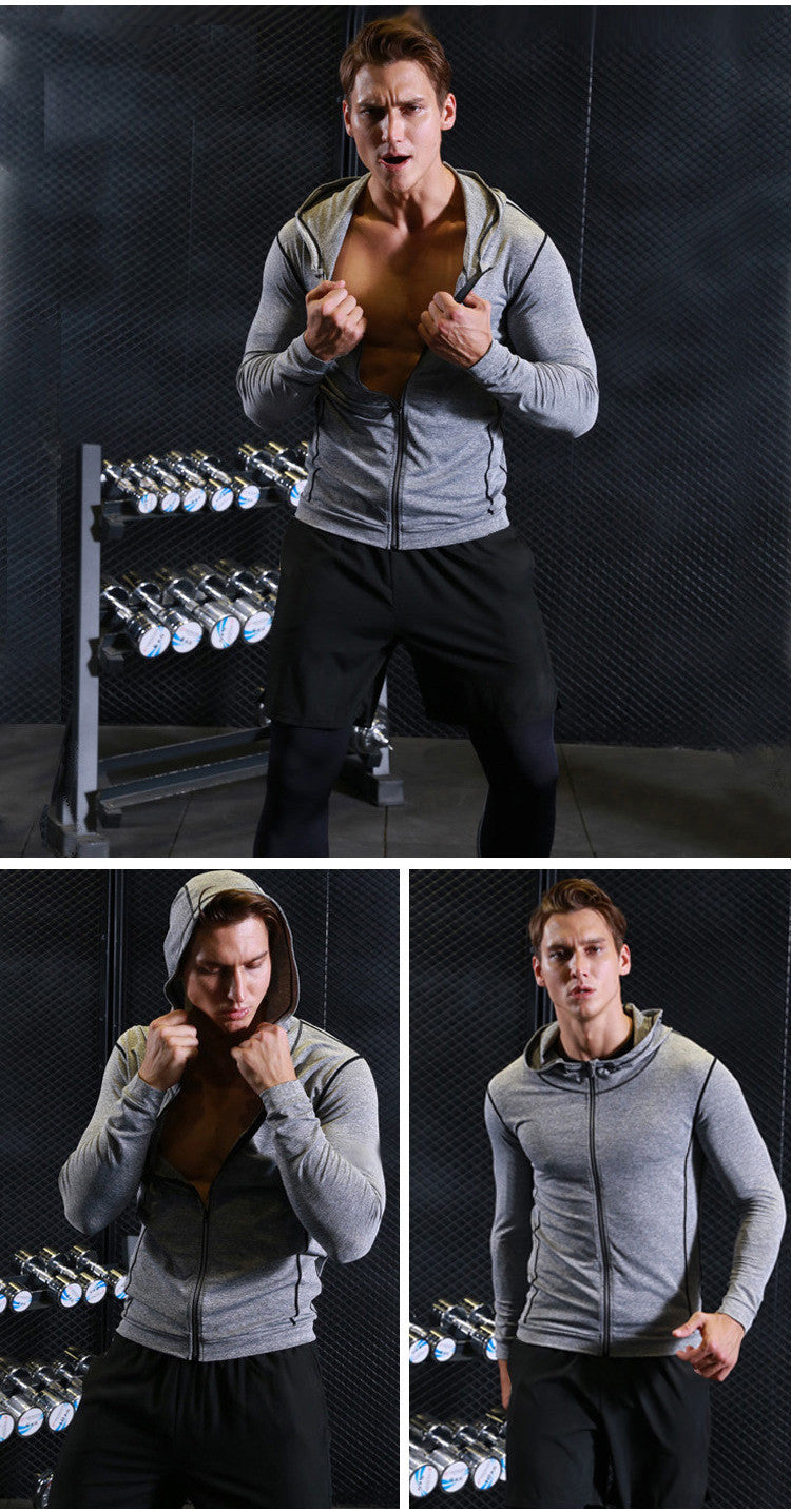 Fall Winter Men's Sports Tight Jacket Casual Hoodie