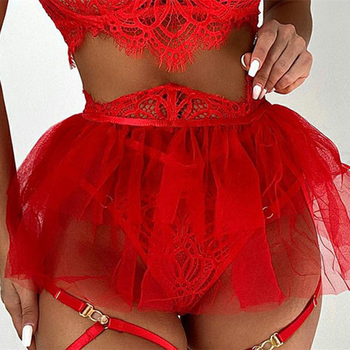 Women's Fashion Simple Lace Mesh Underwear Suit