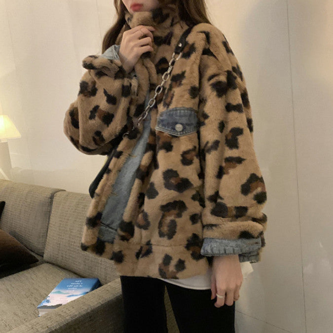 Double-sided Lamb Wool Coat Winter Denim Cotton Coat Ins