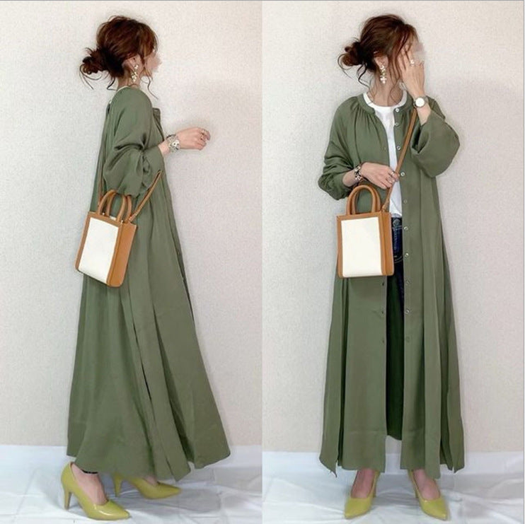 Japanese Cardigan Long Sleeve Dress Women's Autumn Loose