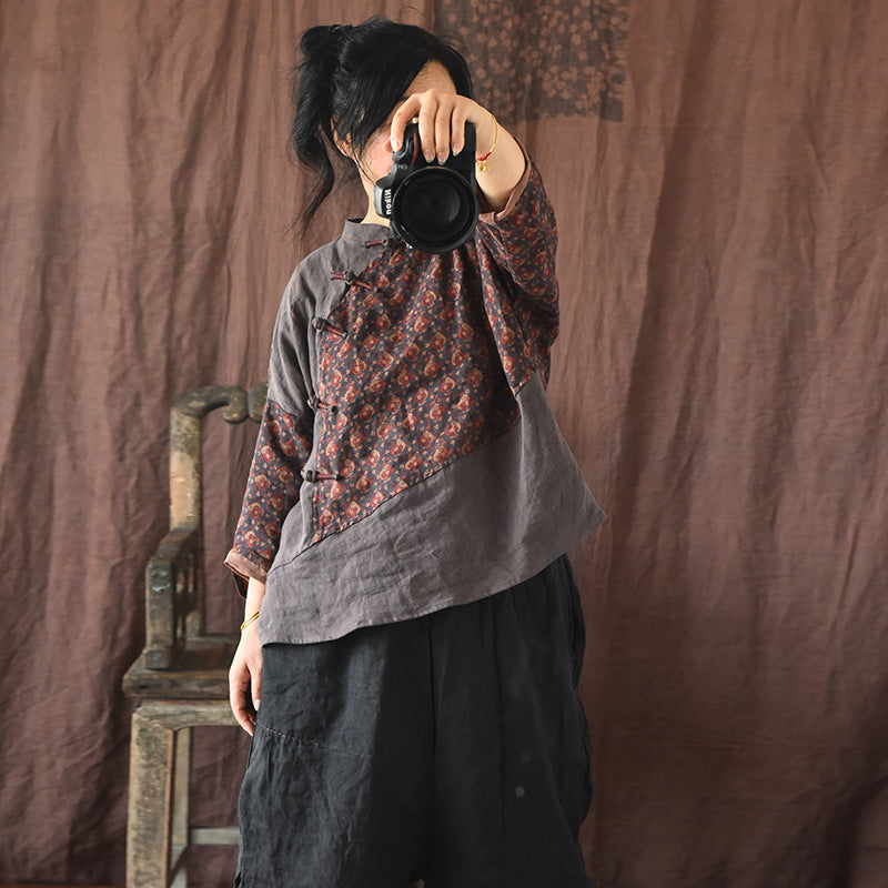 Retro Artistic Style Women's Cotton And Linen Top