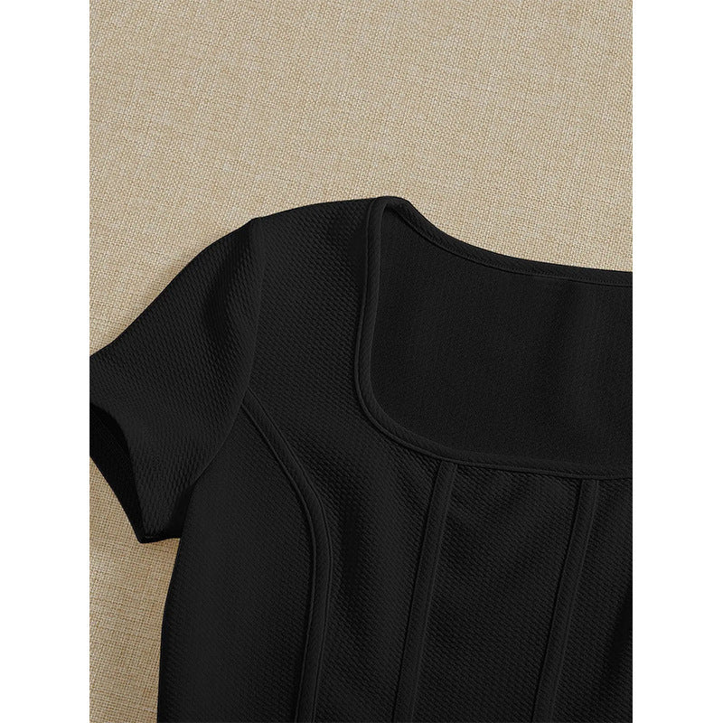 Women's Fashion Casual U-neck Off-shoulder Short Top