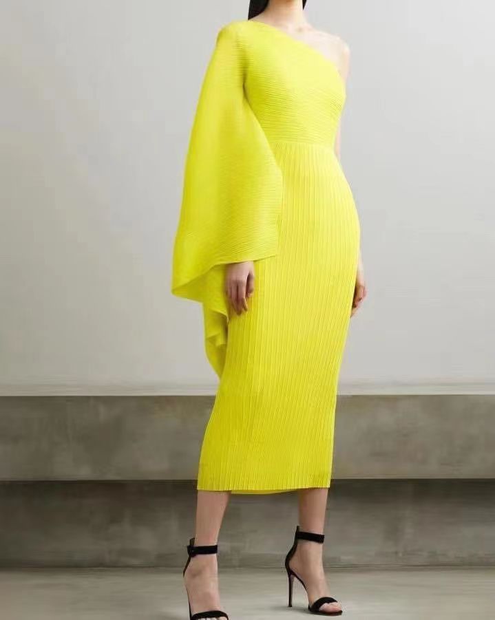 Summer Women's Pleated Shawl Dress