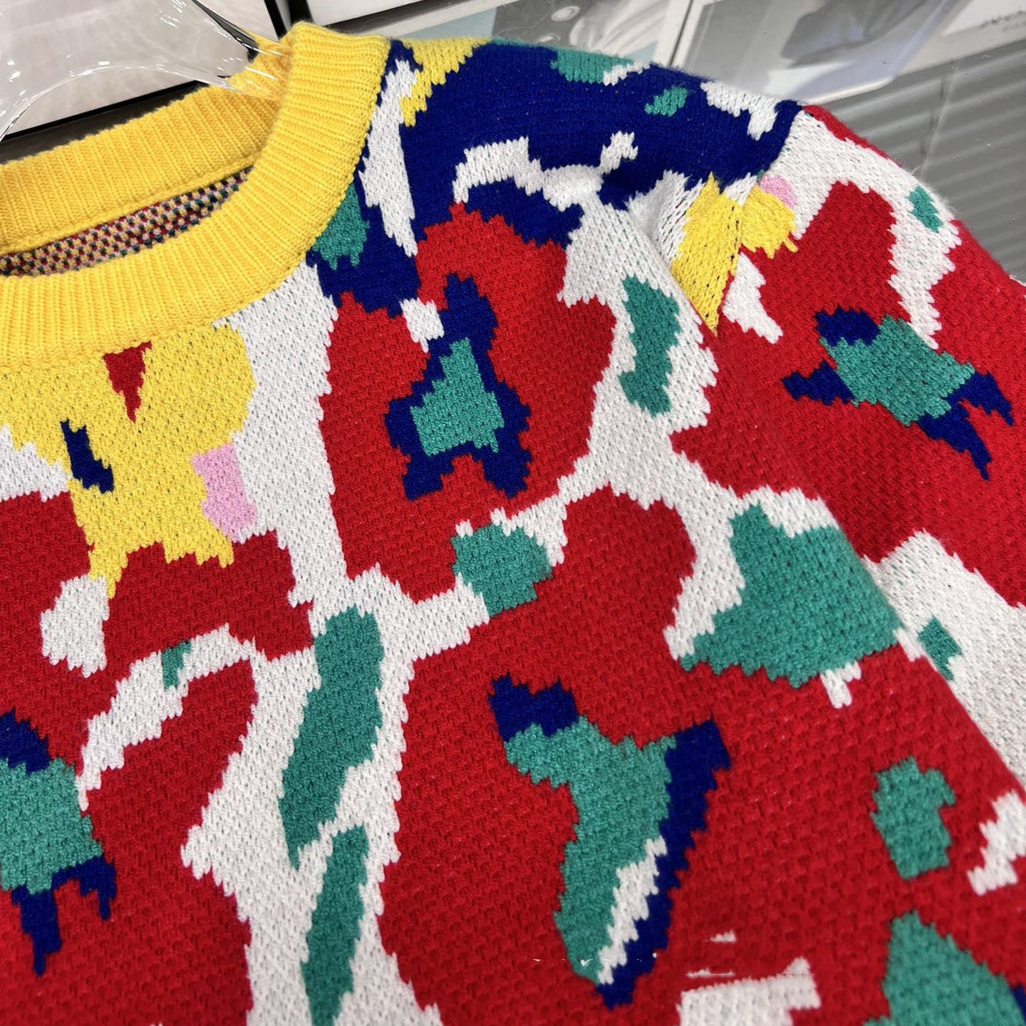 Autumn Floral Printed Knitted Pullover Women's Sweater Top