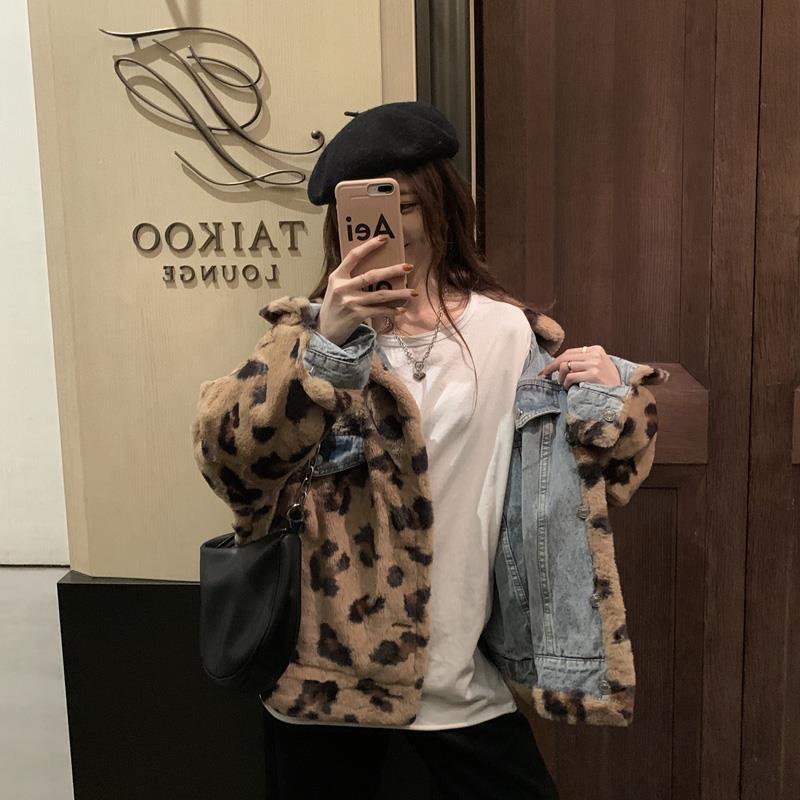 Double-sided Lamb Wool Coat Winter Denim Cotton Coat Ins