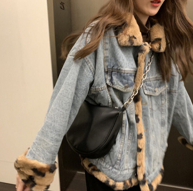 Double-sided Lamb Wool Coat Winter Denim Cotton Coat Ins