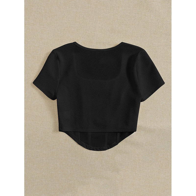 Women's Fashion Casual U-neck Off-shoulder Short Top