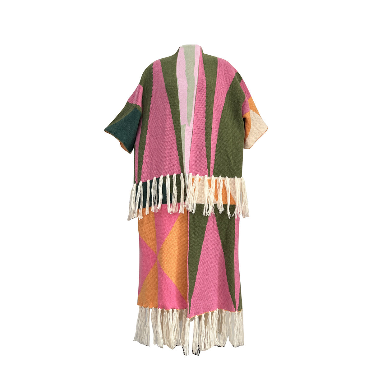 Women's Clothing Casual Multicolor Tassel Knitted Coat